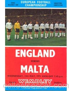 1971 England v Malta official programme 12/05/1971