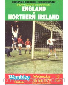 1979 England v Northern Ireland official programme 07/02/1979