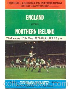 1974 England v Northern Ireland official programme 15/05/1974