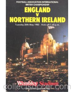 1980 England v Northern Ireland official programme 20/05/1980