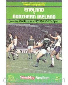 1982 England v Northern Ireland official programme 23/02/1982