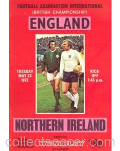 1972 England v Northern Ireland official programme 23/05/1972