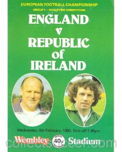 1980 England v Ireland official programme 06/02/1980