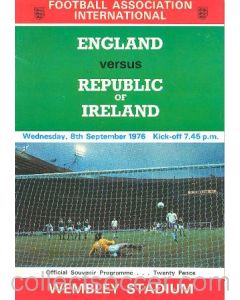 1976 England v Ireland official programme 08/09/1976