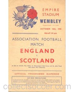 1944 England v Scotland official programme 14/10/1944