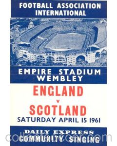 1961 England v Scotland song sheet 15/04/1961