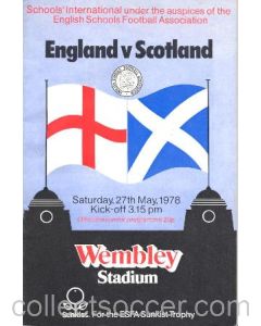 1978 England v Scotland official programme 27/05/1978 Schools International at Wembley