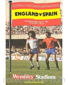 1981 England v Spain official programme 25/03/1981