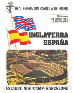 1980 Spain v England official programme 26/03/1980