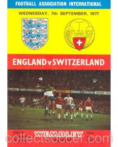 1977 England v Switzerland official programme 07/09/1977