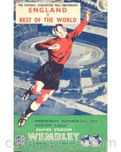 1953 England v The Rest Of The World official programme 21/10/1953
