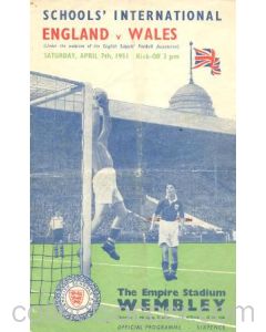 1951 England v Wales official programme 07/04/1951