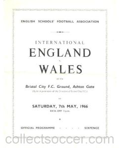 1966 England v Wales English Schools' Football Association official programme 07/05/1966