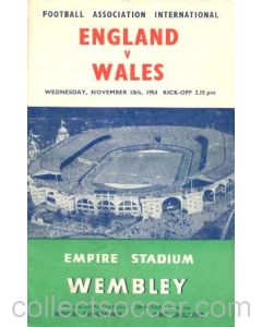 1954 England v Wales official programme 10/11/1954