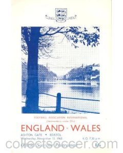1963 England v Wales Intermediate Under-23's official programme 13/11/1963
