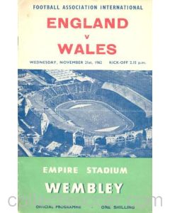 1962 England v Wales official programme 21/11/1962 F.A. International
