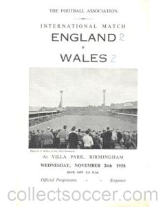1958 England v Wales official programme 26/11/1958