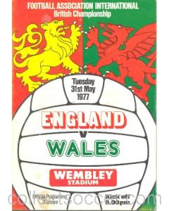 1977 England v Wales official programme 31/05/1977