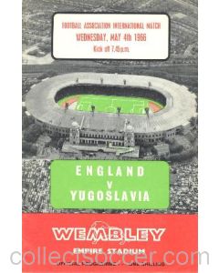 1966 England v Yugoslavia official programme 04/05/1966