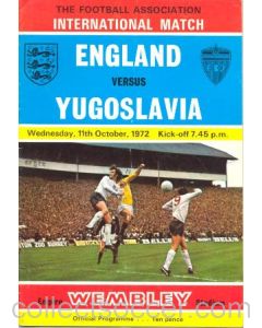 1972 England v Yugoslavia official programme 11/10/1972