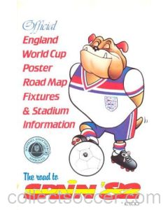 1982 World Cup Spain - Official England World Cup Poster Road Map Fixtures & Stadium Information
