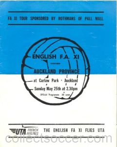 1960's Auckland Province, New Zealand v English FA XI official programme
