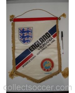England v Rumania U21 10/09/1985 match exchange pennant