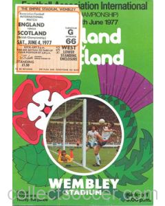 1977 England v Scotland official programme 04/06/1977 with ticket
