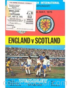 1975 England v Scotland official programme 24/05/1975 with ticket