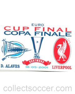 Sticker Euro Cup Final D. Alaves v Liverpool on 16/05/2001 in Dortmund, Germany