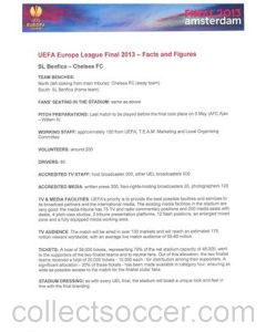 2013 Europa League Final - Chelsea v Benfica Facts and Figures Press Handout in Portugese 15/05/2013