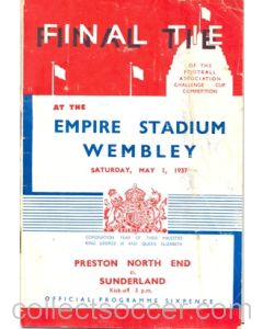 1937 FA Cup Final Programme Preston North End v Sunderland