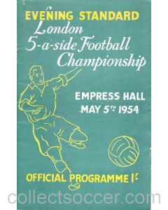 1954 London Five-a-Side Football Championship Evening Standard official programme 05/05/1954