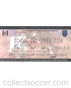 Fulham v Chelsea ticket 23/09/2002