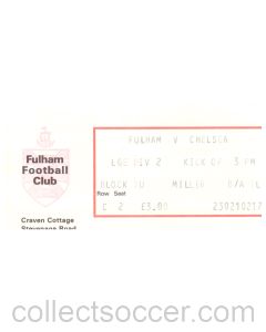 Fulham v Chelsea Football Ticket