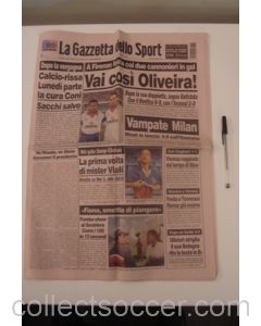La Gazzetta dello Sport - Italian newspaper of 08/08/1996 covering Milan v Chelsea