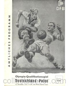 1959 Germany v Poland official programme 24/11/1959 Olympics Qualifier