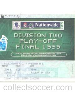 Gillingham v Preston North End ticket 30/05/1999 Division Two Play-Off Final