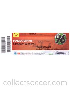2007 Hannover 96 v Glasgow Rangers Football Ticket