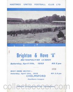 1959 Hastings United v Brighton and Hove Albion Football Programme