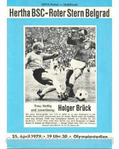 1979 Hertha Berlin v Red Star, Belgrade official programme 25/04/1979 UEFA Cup Semi-Final