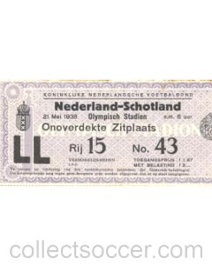 Holland v Scotland ticket 21/05/1938