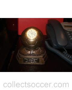 Awarded to Alan Kennedy Cup desk clock, signed: 'From Your Friends In Coleraine 15th June 2001'