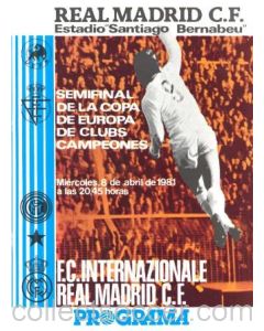 1981 European Cup Semi-Final Real Madrid v Inter Milan official programme 08/04/1981