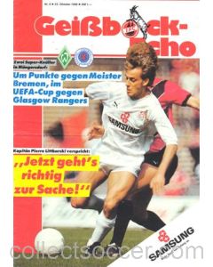 1988 Cologne v Werder Bremen official programme 22/10/1988