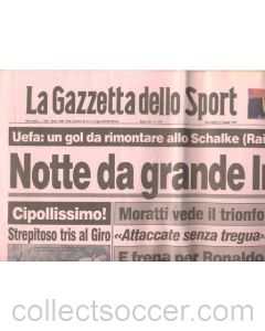 La Gazzetta Dello Sport - Italian newspaper of 21/05/1997, covering the match Inter v Schalke