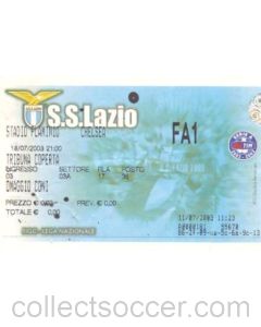Lazio v Chelsea Used Ticket 18/07/2003