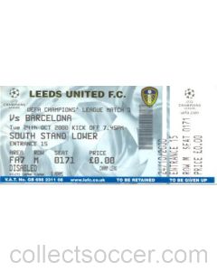 Leeds United v Barcelona ticket 24/10/2000
