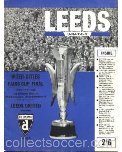 1967 UEFA Fairs Cup Final Official Celebration Brochure Leeds United v Dynamo Zagreb 06/09/1967