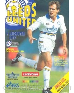 Leeds United v Leicester City official programme 24/10/1994 Premier League, with a giant Chris Fairclough poster